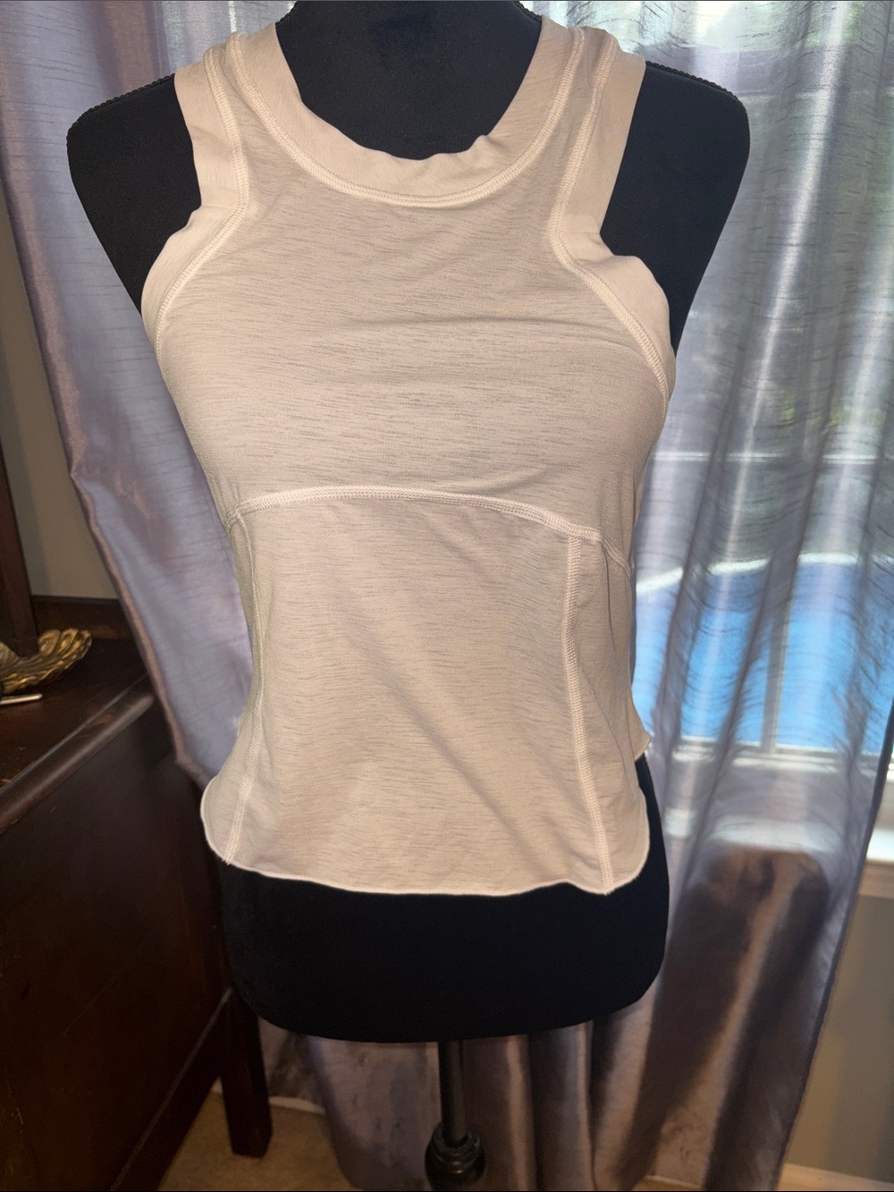 FP Movement by Free People Light Ivory Racerback Seam-Panel Tank
